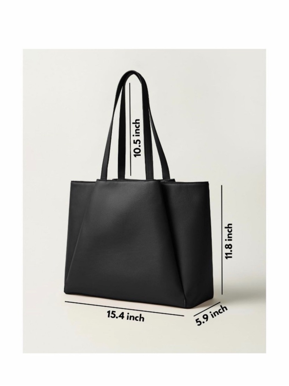 Brand New Black Structured Work Tote Bag with Zip Closure & 15.6 Laptop Sleeve